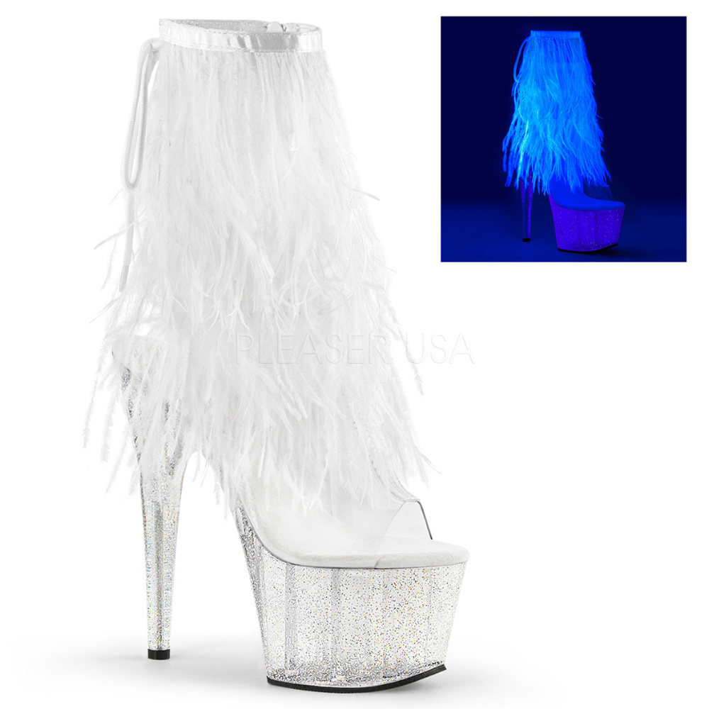 Platform Fur Fringe Glow High Heel Ankle Boots